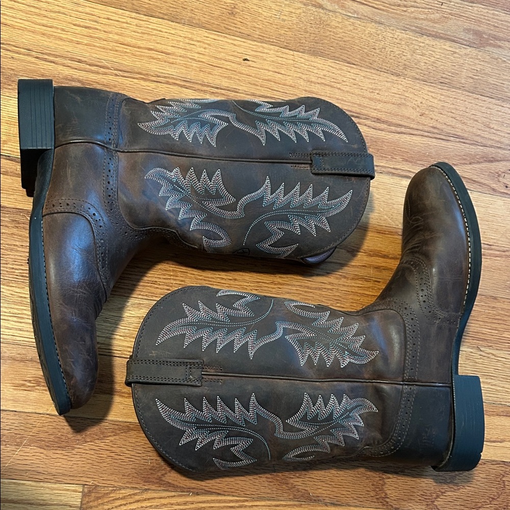 Ariat Brown Western Leather Cowboy Boots - Picture 2 of 12